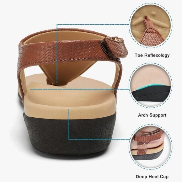 Utenag Arch Support Orthotic Adjustable Thong Sandals Faux Leather Size 40/9 - Picture 7 of 13